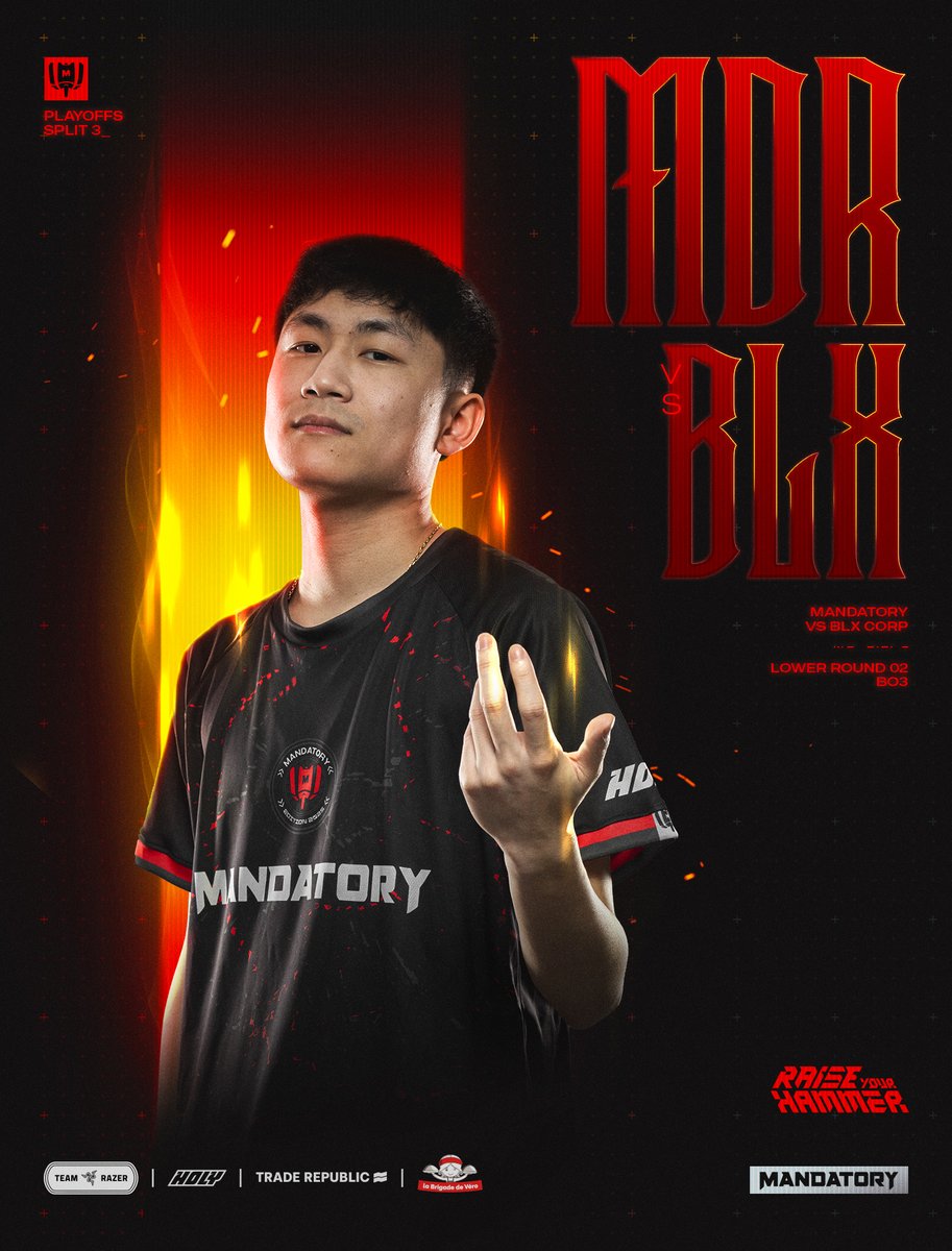 Mandatory (@mandatorygg) on Twitter photo Matchday | MANDATORY 🆚 <a href="/BLXCORP/">BLX CORP🇳🇱🇧🇪🇱🇺</a>
Un pas de plus vers la finale. Rien d’autre n’existe.
📍 CE SOIR À 20H
🎙️ twitch.tv/zerator
#MDRWIN Matchday | MANDATORY 🆚 <a href="/BLXCORP/">BLX CORP🇳🇱🇧🇪🇱🇺</a>
Un pas de plus vers la finale. Rien d’autre n’existe.
📍 CE SOIR À 20H
🎙️ twitch.tv/zerator
#MDRWIN