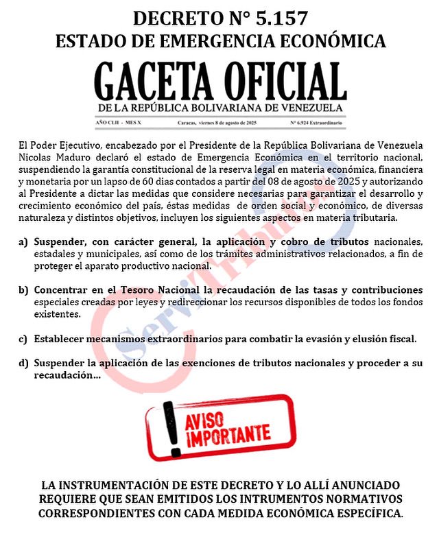 Está circulando una nota de prensa según la cual con la promulgación del Decreto de Emergencia Económica se eliminaron las exenciones tributarias en Venezuela, eso es COMPLETAMENTE FALSO.

#impuestos
#tributación
#exenciones
#exencionesfiscales