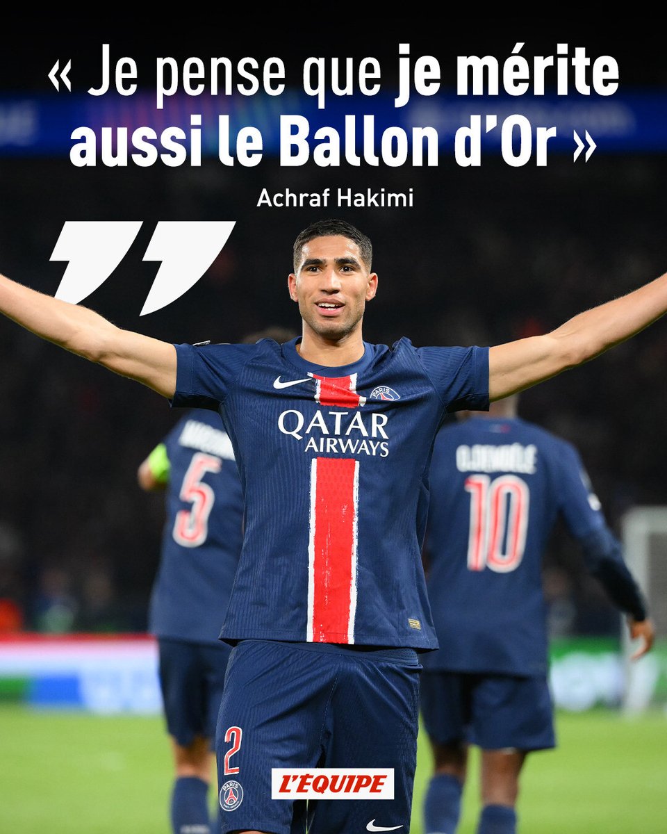 Achraf Hakimi met en avant « sa saison historique » dans la course au Ballon d'Or : « Je pense que je le mérite aussi »

➡️ l.lequipe.fr/iLl #ballondor