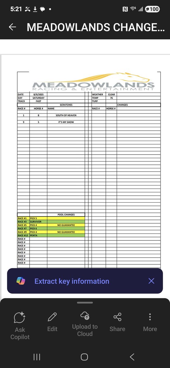 Tonight's early scratches. Reminder no guarantees for tonight's Pick 4s.