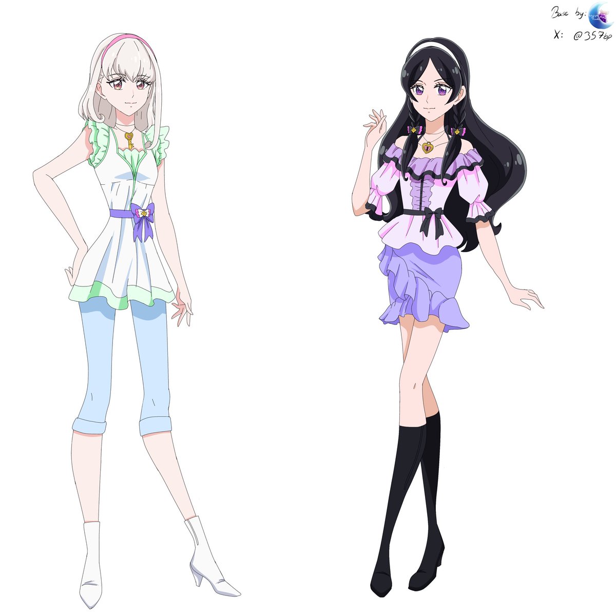 Mehh they’ll be shown at the livestream anyways 

My idea of civilian forms for our idol duo 

💚🤍🖤💜
#precurefanart #precure