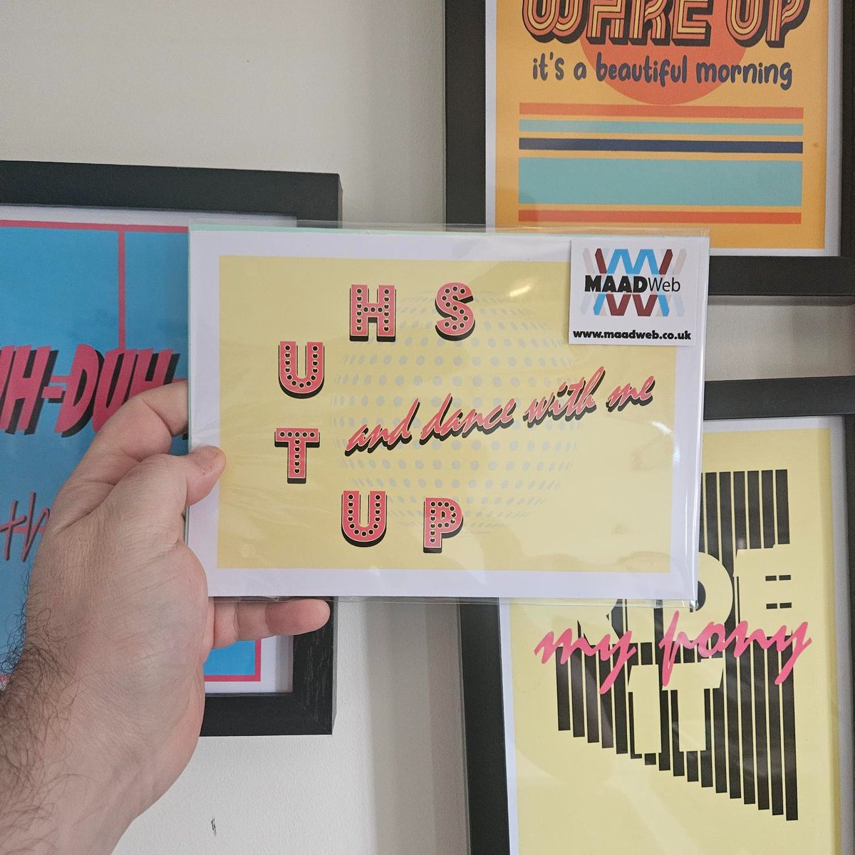 Just sent off this A5 Shut Up and Dance With Me print - time to add some dancefloor vibes to a new wall.

Sizes A6 to A1, from £6 👉 maadweb.co.uk/shop

#ShutUpAndDanceWithMe #LyricPrint #MaadWeb #DanceVibes