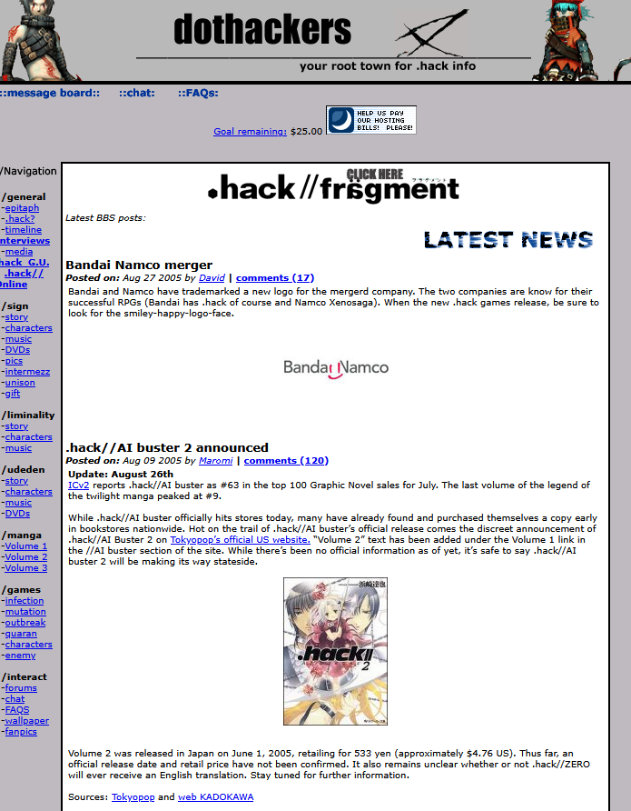 dothackers's tweet image. In celebration of .hack day, here's what was posted as news on dothackers 20 years ago #dothackday 

PS: The smiley-happy-logo-face never became the official logo