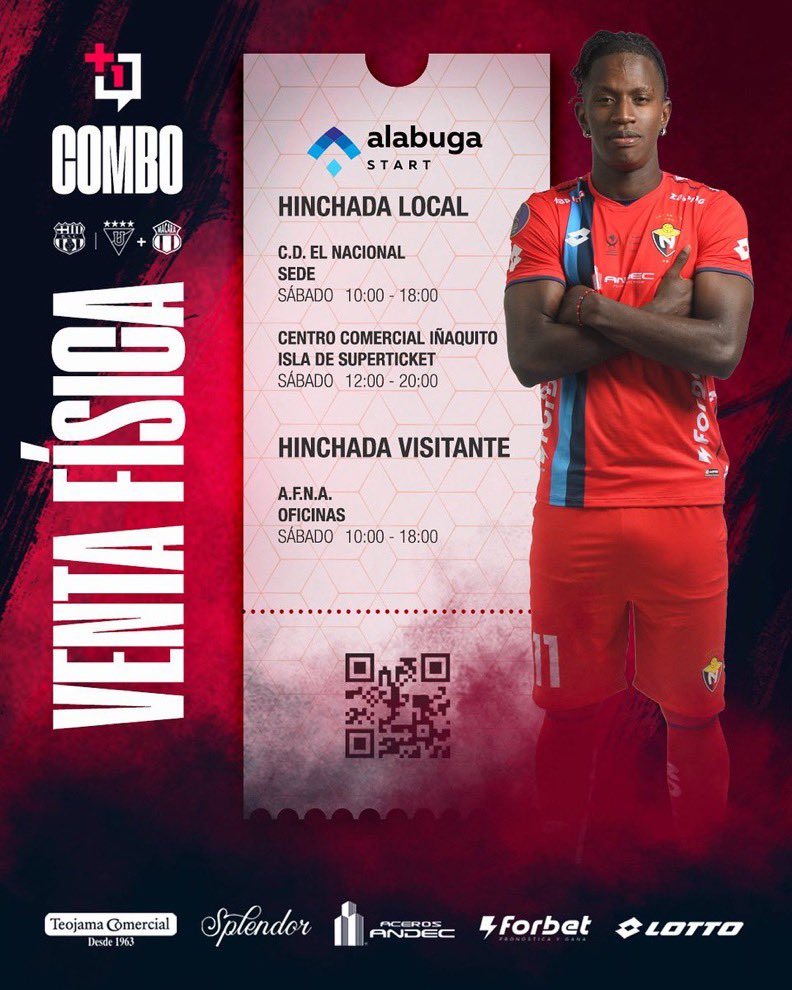 Vocero_Bitri's tweet image. 🔴🔴MAÑANA TODOS AL ESTADIO 

🔥Venta física Sábado 09 Agosto 🎟

HINCHADA LOCAL
⚽️ Sede #ElNacional: 10:00-18:00 
CC Iñaquito/Isla Superticket: 12:00-20:00 

⚽️HINCHADA VISITANTE 
Ofinas #Afna: 10:00-18:00 

❤💙 ¡Pintemos de rojo el Atahualpa y conviértete en el Jugador +1!