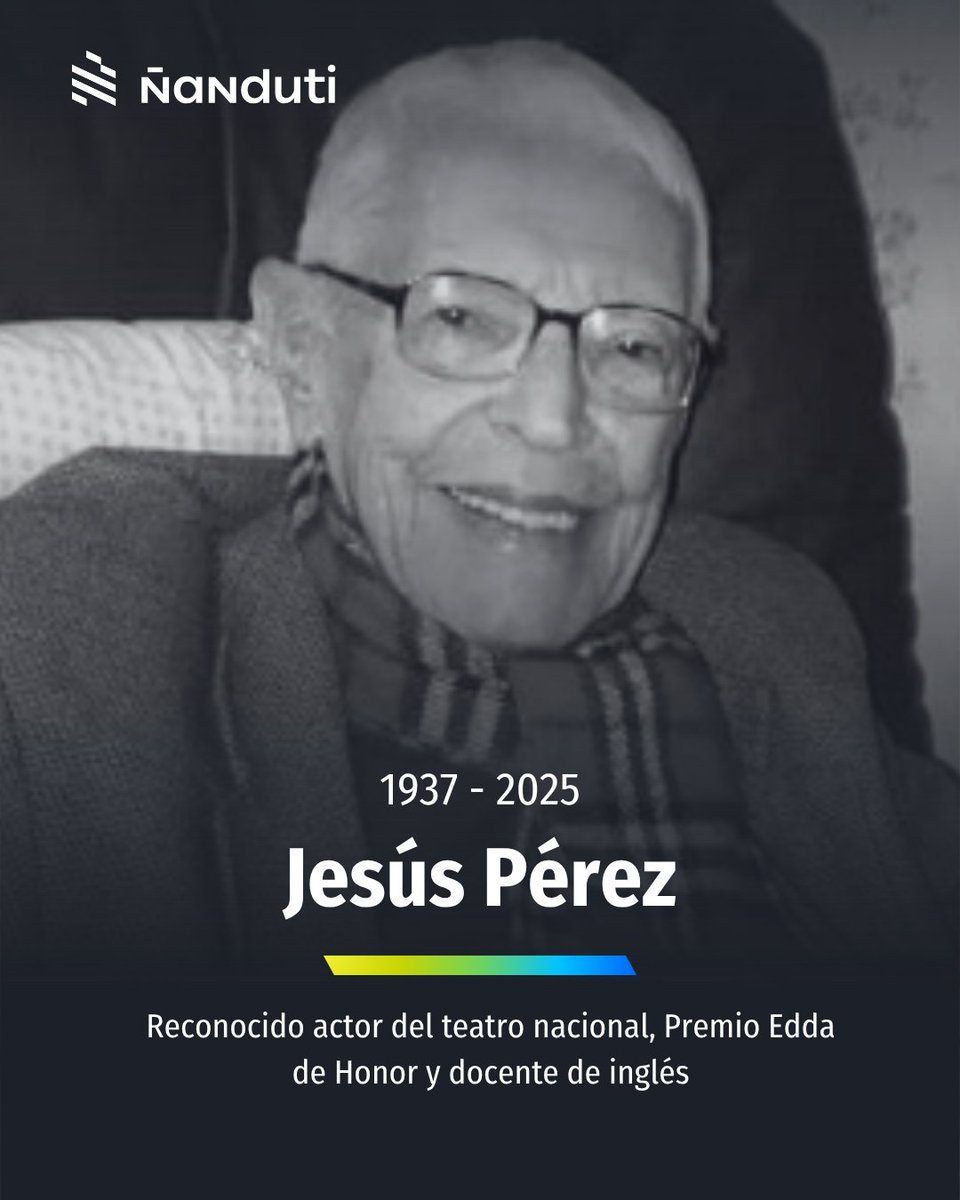 El arte nacional está de luto 🖤

🕊️ El teatro paraguayo despide a una de sus grandes figuras: Jesús Salvador Pérez Echanique falleció esta tarde a los 87 años.

Reconocido por su trayectoria en teatro, cine y televisión, nos deja tras varios años de lucha contra el Alzheimer.