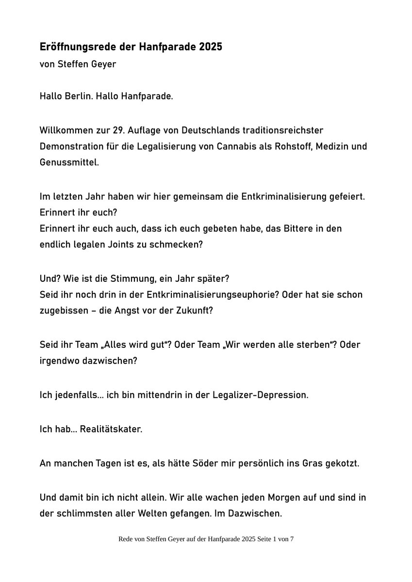 Eröffnungsrede der @Hanfparade 2025 - Seite 1 von 7