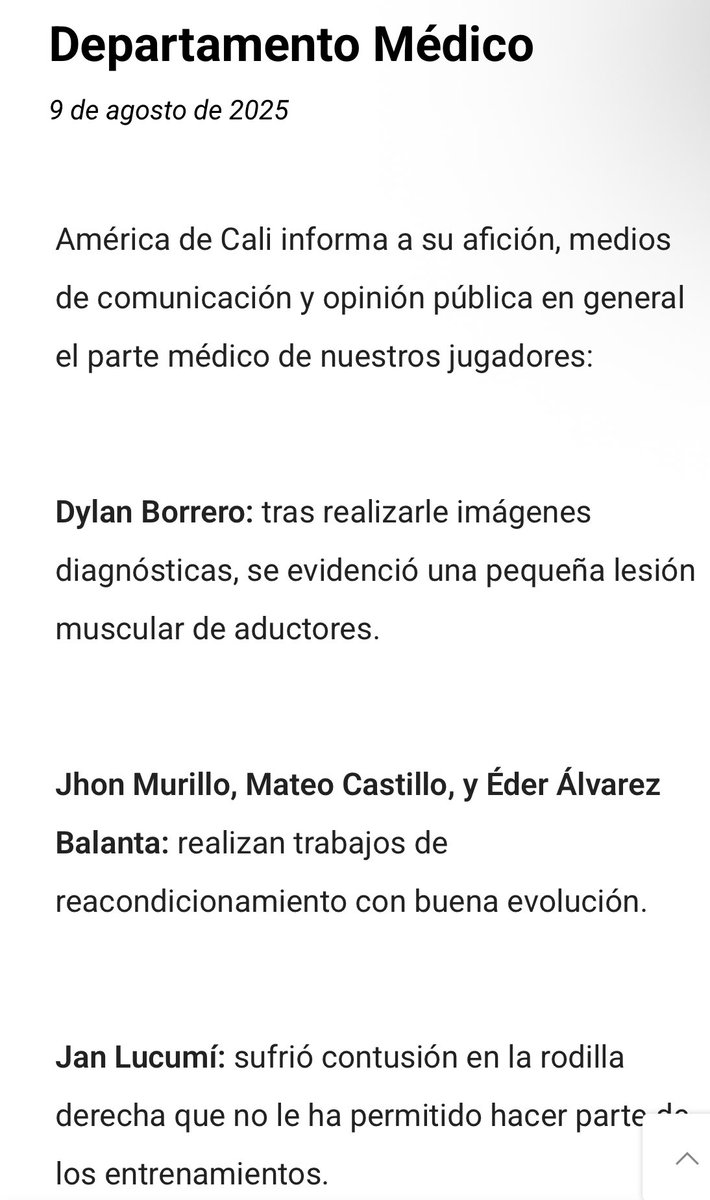 Departamento médico

¿Por qué les costará tanto decir que Balanta ya tiene alta médico? 👹