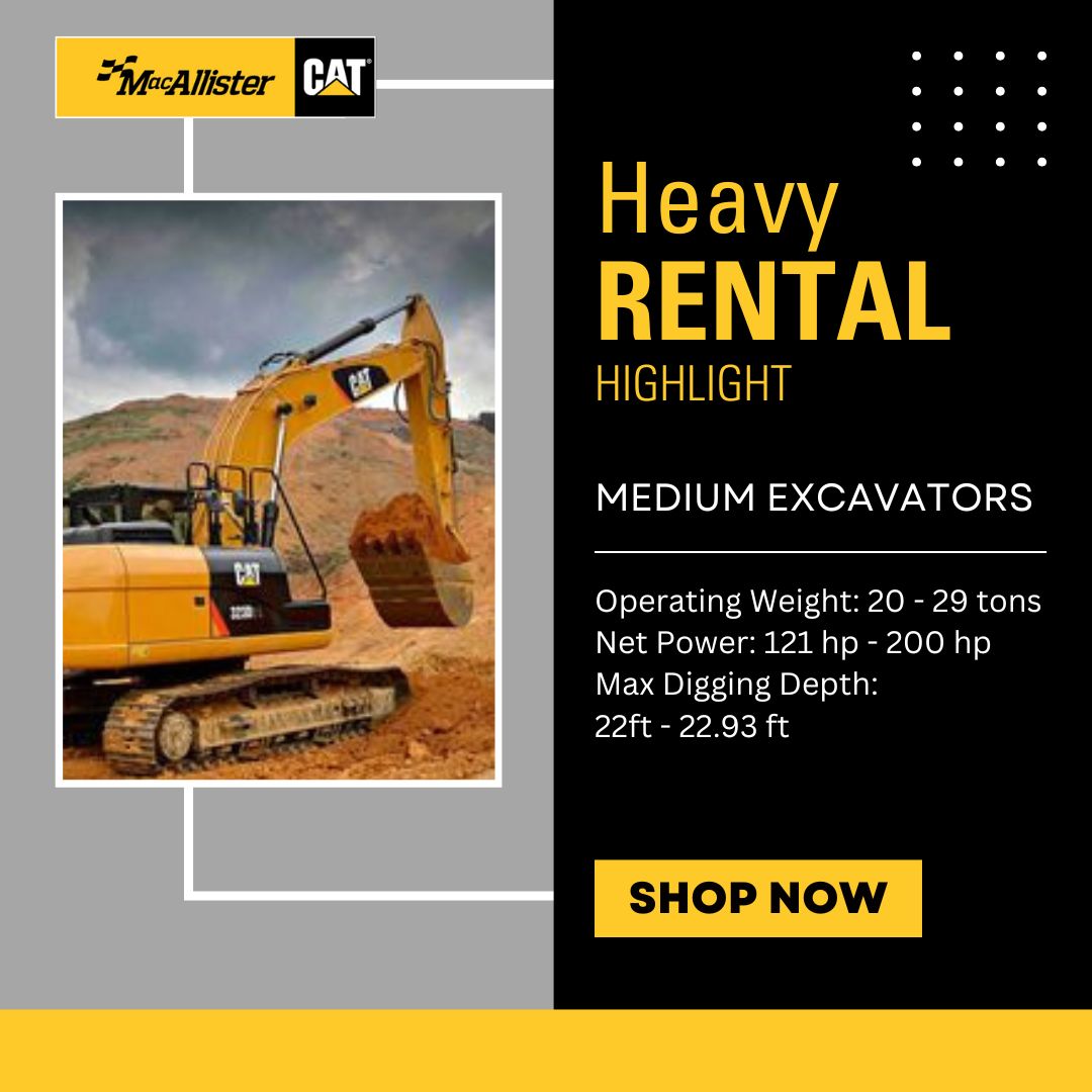 MacAllisterInc's tweet image. Work smarter with Cat! 🏗️ Cat® Medium Excavators are the perfect all-rounders for general construction and utility work. Ready to rent? 🚧 #CatExcavators #BuiltToPerform 

➡️ buff.ly/OnILPtc