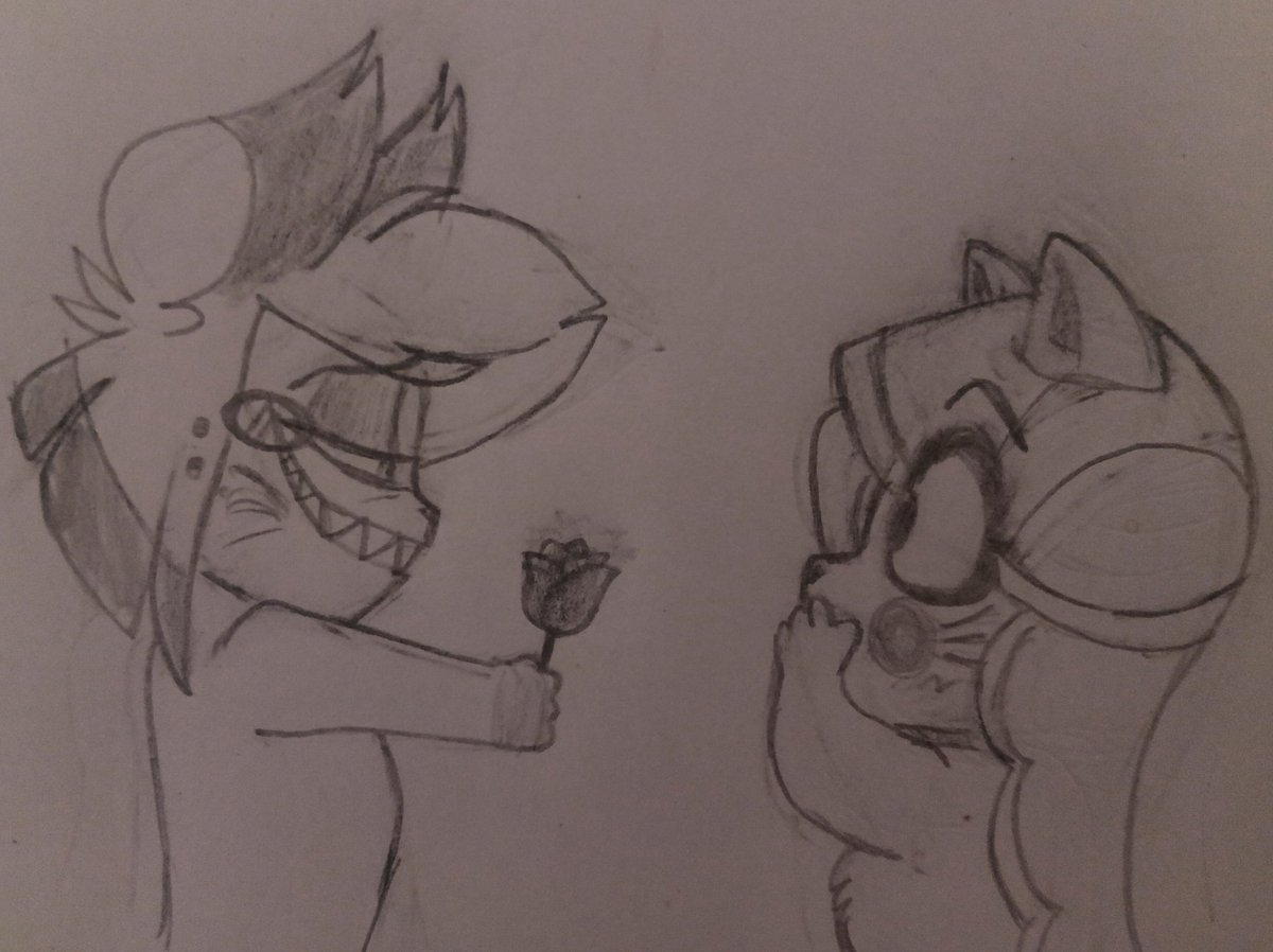 Day 7: Free Day 
Cats 🥰🥰🥰🥰🥰 I like to see them as cats 
*He's doing a little courting ❤️❤️*
 #charlastor  #radiobelle #royalradio #HazbinHotelAlastor #HazbinHotel #hazbinhotelfanart #HazbinHotelCharlie #alastorxcharlie #chalastor  #charlastorweek2025  #CharlastorWeek
