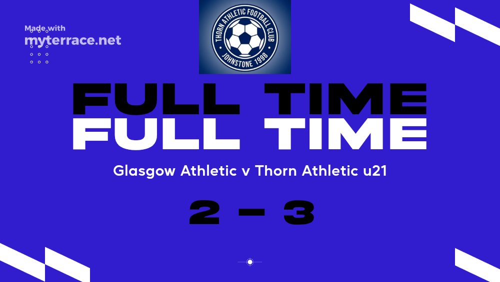 Tough first game for the boys in their first season at U21.  Boys got off to a great start with some good football and were 2-0 at half time . Glasgow Athletic came back into it in the second half but the boys stayed together and managed to get the victory.