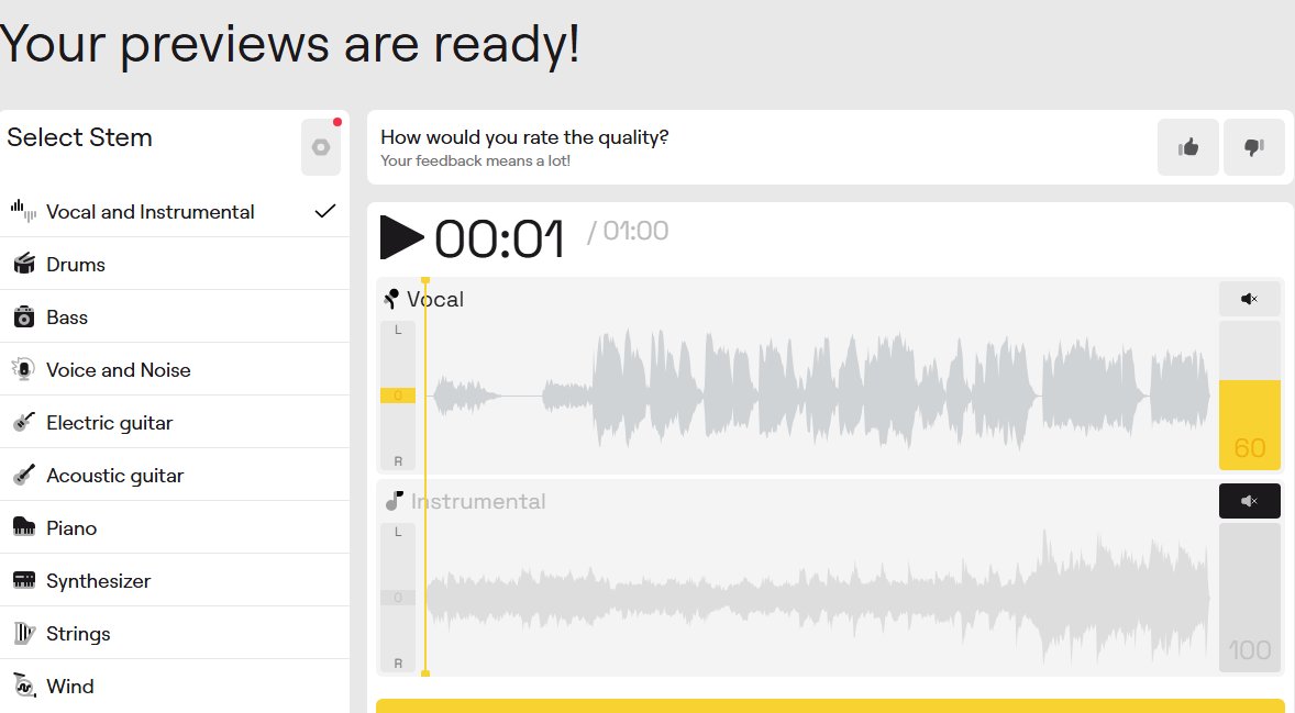 94JerryChang's tweet image. 聲音分離AI黑神器「LALAL. AI」辨識伴奏、樂器、合成器等幫你萃取無損音質...

※搭配AI技術高精度音軌分離
※支援MP3、WAV、FLAC、MP4等
※Windows、macOS、iOS、Android，可隨時編輯

#AI工具 #LALALAI #音樂工具

AI黑神器工具放留言區，創作人請服用，是你需要的轉給自己保留，分享給需要的同事