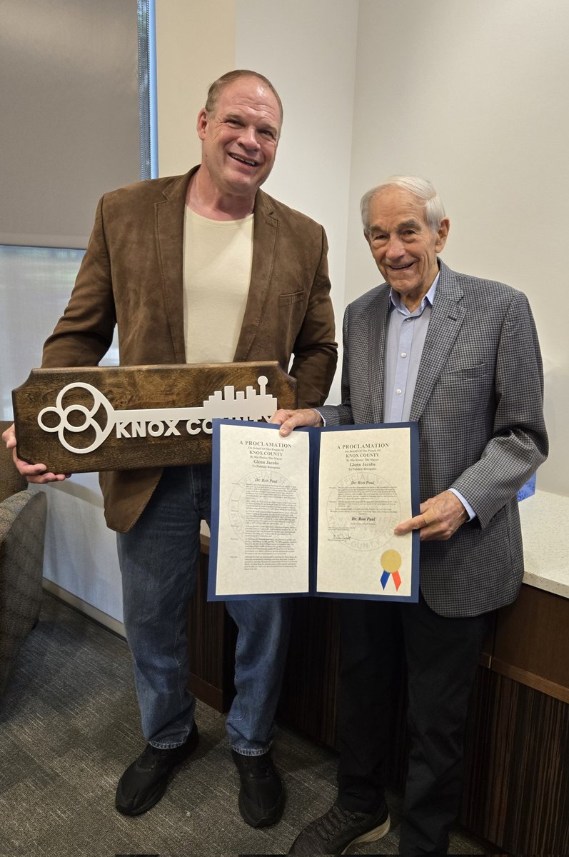 It was my great honor today to present the key to Knox County to the incomparable <a href="/RonPaul/">Ron Paul</a>, the 21st century's greatest champion of Liberty and free markets, at his 90th birthday.