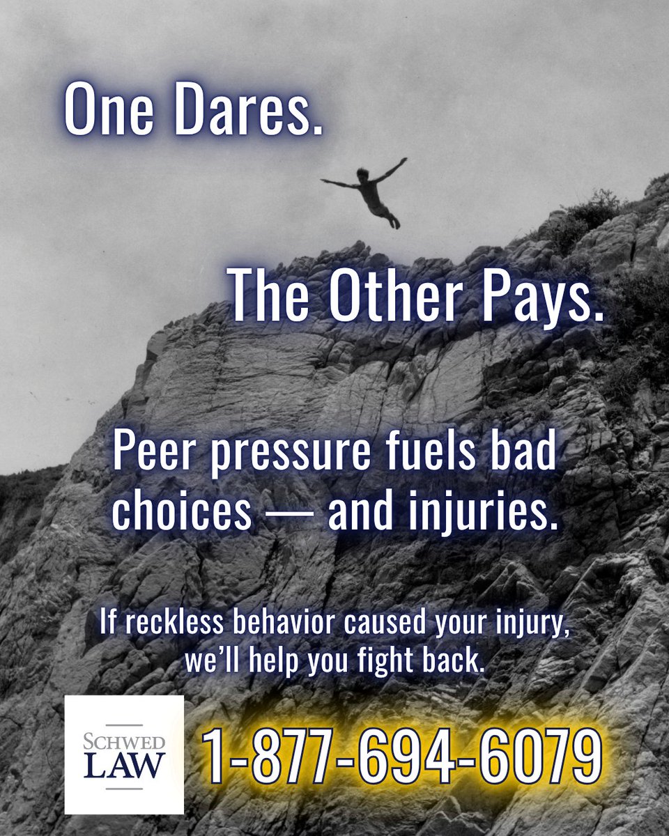 schwedlawfirm's tweet image. Sometimes a split-second decision changes everything. 🚫 Peer pressure doesn’t excuse putting others in harm’s way. #SchwedLawFirm #PeerPressure #RecklessBehavior