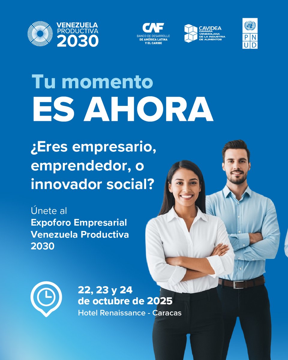 Tu momento es ahora. 🚀

Si eres empresario, emprendedor o innovador social, no puedes perderte el Expoforo Empresarial Venezuela Productiva 2030. Un espacio donde la innovación, la sostenibilidad y los negocios se unen para impulsar tu crecimiento.

🔗 venezuelaproductiva2030.com