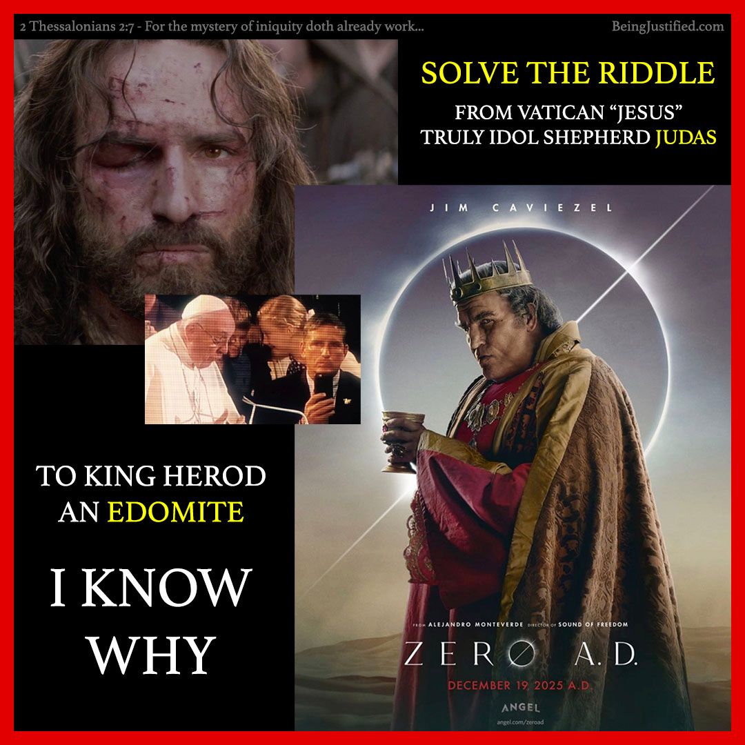 BeingJustified's tweet photo. #JimCaviezel who played the #vatican #Jesus which is really #Judas with the idol shepherd right eye blinded just recently played King #herod which was an edomite.
Edom and Judas = 666 with #gematria
Judas will enter MBS = 666
Did you see the CORONA in #ZEROAD poster? https://t.co/8Ga6VQGOSY