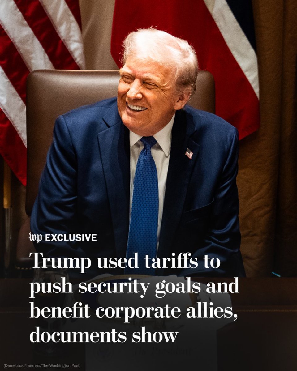 Maine (@themainewonk) on Twitter photo 🚨 JUST IN: Documents obtained by <a href="/washingtonpost/">The Washington Post</a> reveal that Trump’s administration was weaponizing tariffs not just for pressure, but to reward corporate allies of the administration.
More corruption and game rigging. 🚨 JUST IN: Documents obtained by <a href="/washingtonpost/">The Washington Post</a> reveal that Trump’s administration was weaponizing tariffs not just for pressure, but to reward corporate allies of the administration.
More corruption and game rigging.