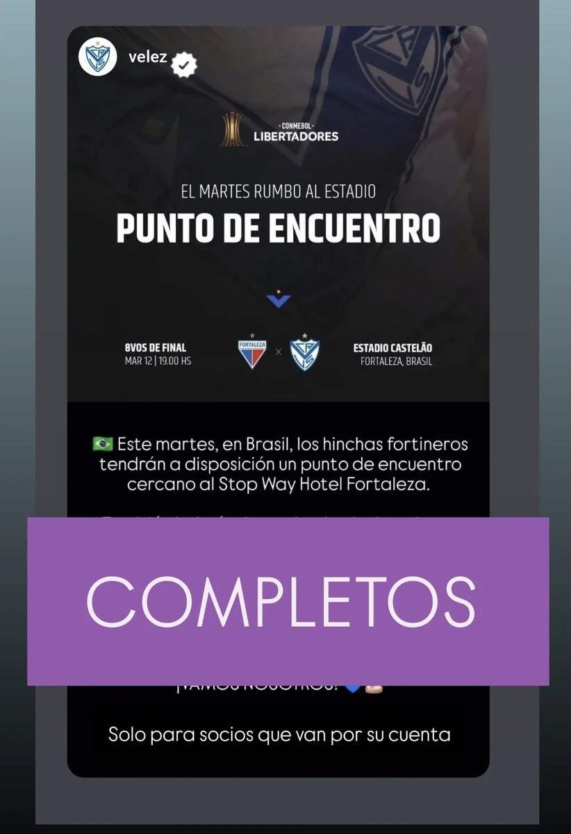 Se completó el cupo! 
VAMOS VÉLEZ! 

El MODOVÉLEZ ya está Brasil!