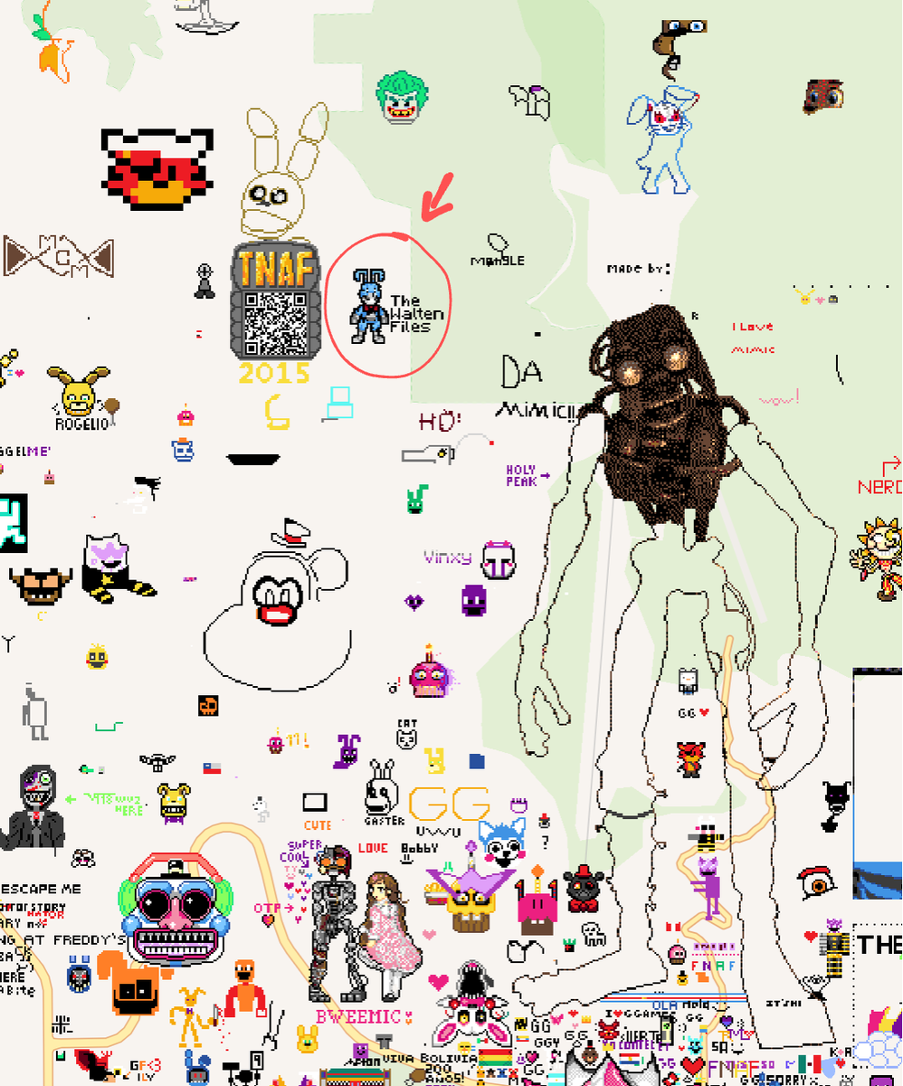 My friend <a href="/DeinolDani/">Deinol</a> and I made this pixel art of Bon from The Walten Files on w/place alongside the rest of the FNAF pixel arts. <a href="/smiles_bunny/">The Walten Files</a> 🩵🐰