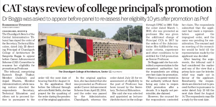 KaliKamlesh's tweet image. ⚖️ CAT halts reassessment of CCA Principal’s promotion.   Dr. Bagga’s 2014 elevation under CAS now under review—tribunal finds prima facie merit. Next hearing: Aug 14. 📰 Tribune report   #CATOrder #EducationReform #Chandigarh #CareerAdvancement @gork