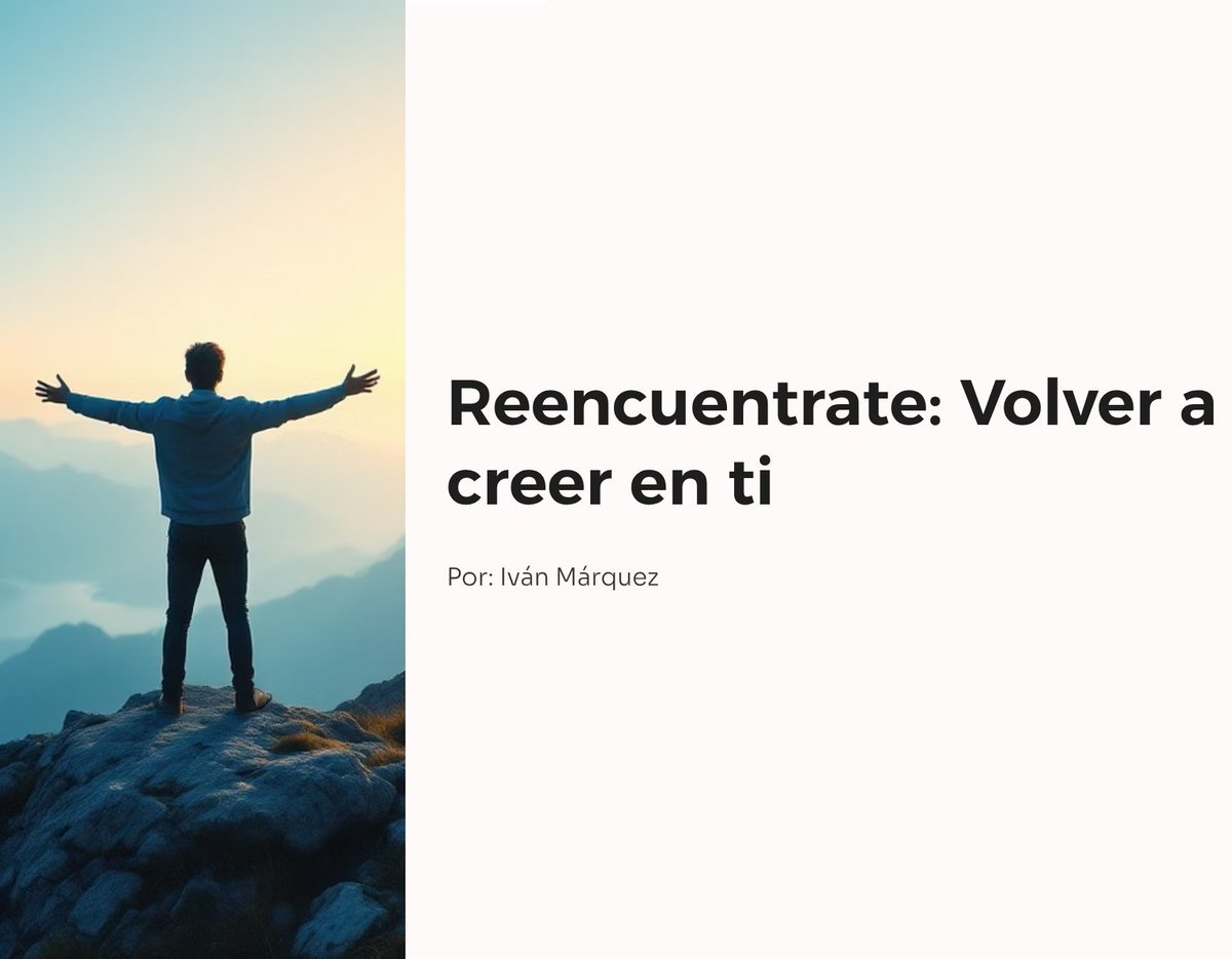 ¿Sientes que ya no eres la persona segura que solías ser? ¿Te comparas constantemente con tu "yo" del pasado y siempre sales perdiendo?

No estás roto. Solo necesitas las herramientas correctas para reconectar.

REENCUÉNTRATE: VOLVER A CREER EN TI
hotm.art/Al04y7a