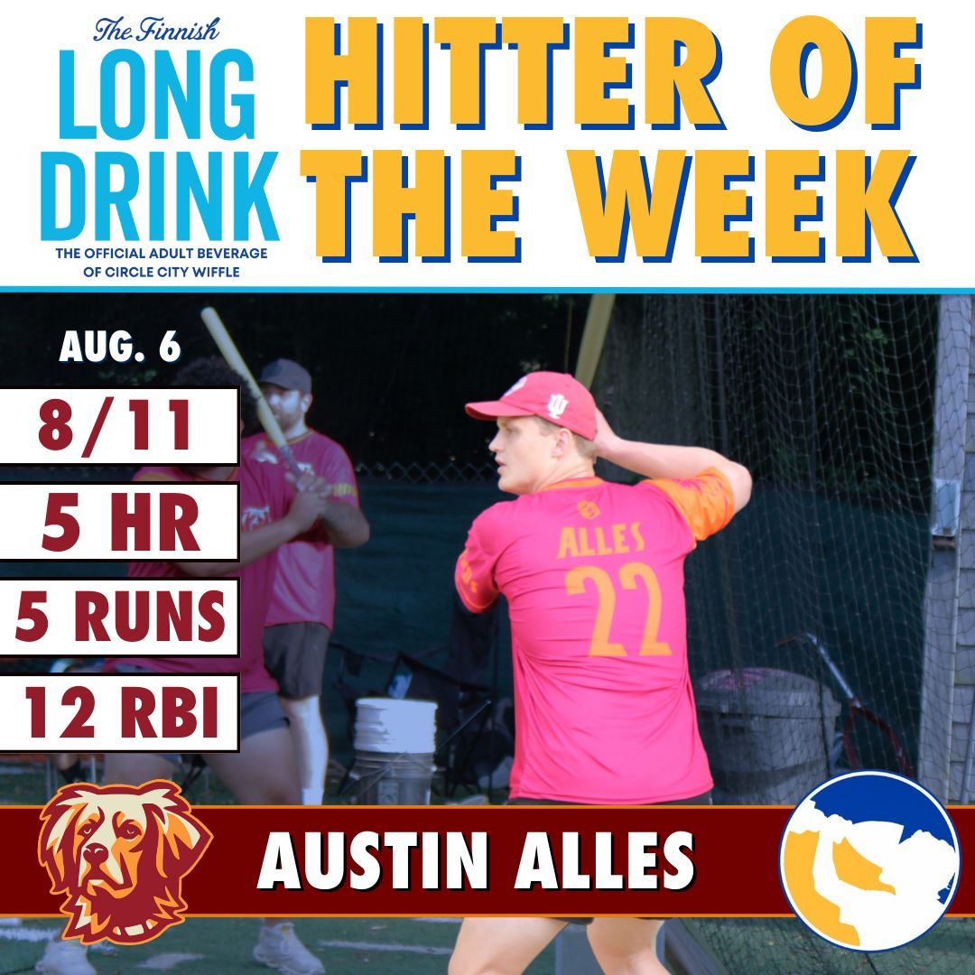 Circle City Wiffle® (@circlecitywiff) on Twitter photo Alles' 5 home run (❗), 12 RBI (‼️)  week powers him to the last Hitter of the Week award of the regular season! Alles' 5 home run (❗), 12 RBI (‼️)  week powers him to the last Hitter of the Week award of the regular season!