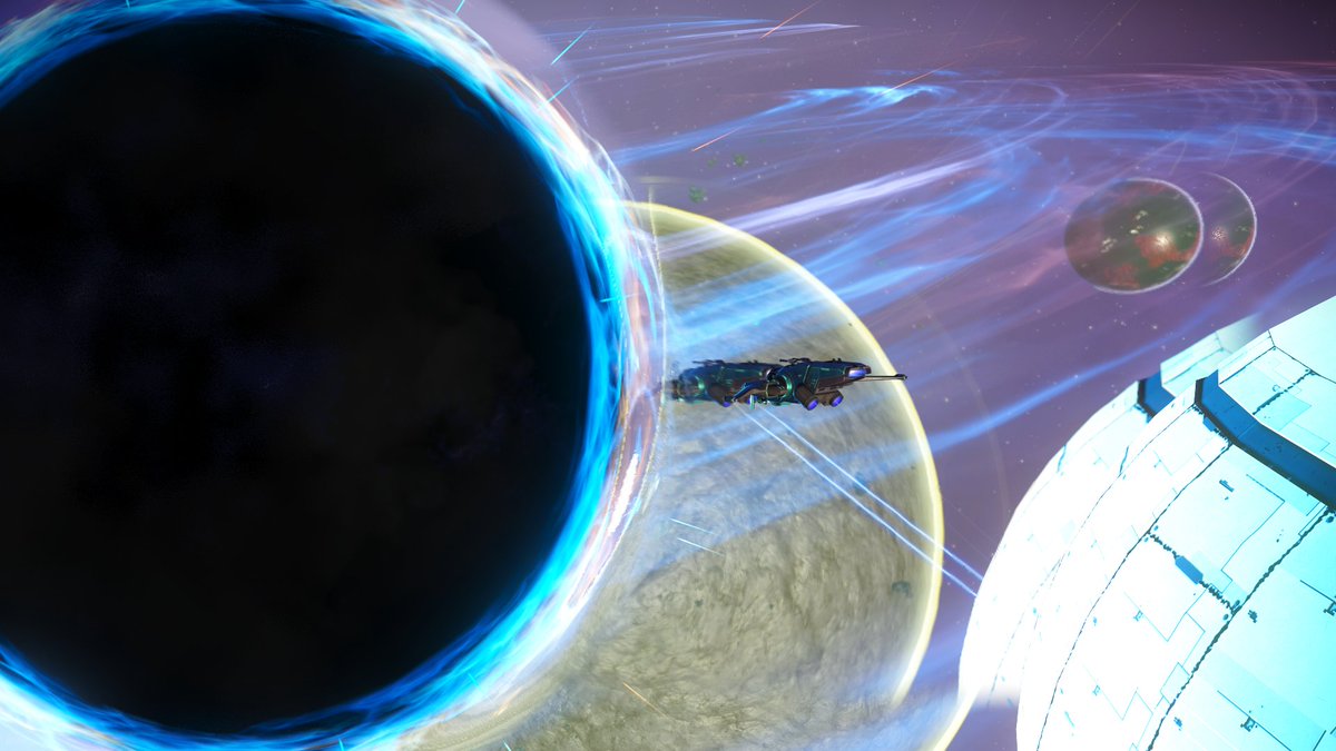 Captain say is safe to park Discovery Two here. 

What you think friends? Black hole base jumping could be new extreme sport in #NoMansSky 😅