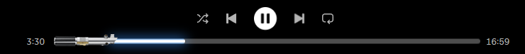Playing some Elite Dangerous and wanted some space themes on in the background. When you play Star Wars music on Spotify, you get a lightsaber as your  progress bar lol