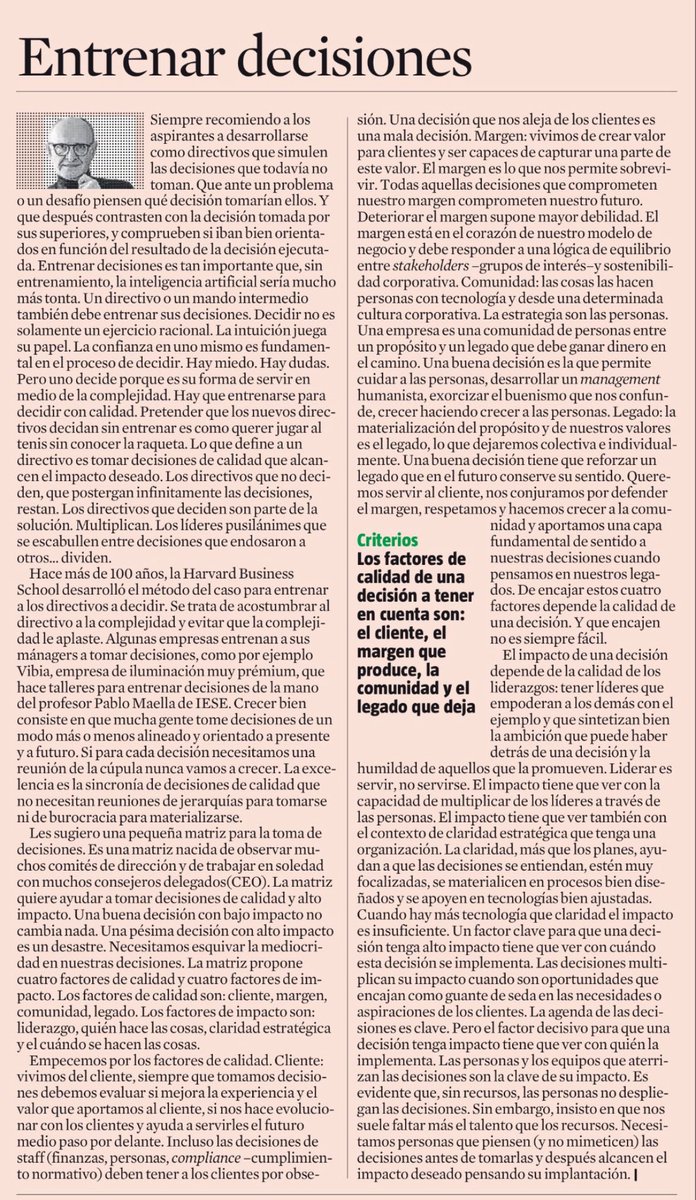 📌 Decidir bien es más difícil de lo que parece… y más costoso de lo que se cree

En la empresa familiar, cada decisión trasciende lo operativo: afecta al patrimonio, a la relación con los clientes, a la comunidad y al legado que queremos dejar.

Como señala <a href="/XavierMarcet/">Xavier Marcet</a> en