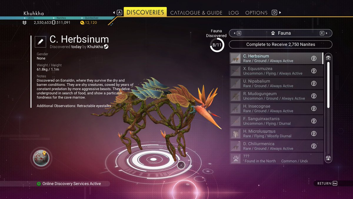 Khuhkha discover beautiful flower creature on hot desert planet. Petals look singed by heat. It was very friendly! #NoMansSky always full of surprises!