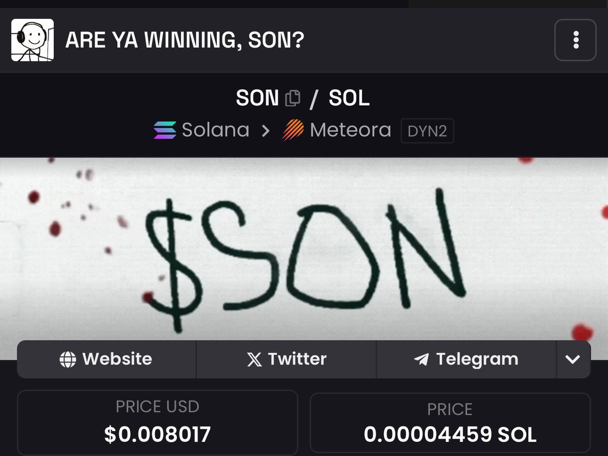 Going for a nap 
But wanted to ask OGs 

Are you winning , $SON ? 

AdxNrCntq6YkYC2qVffF2Fw7WC1UatKhV8J6G4ekgNx3

Doge will Share more details when up 

dexscreener.com/solana/gxqaxqz…