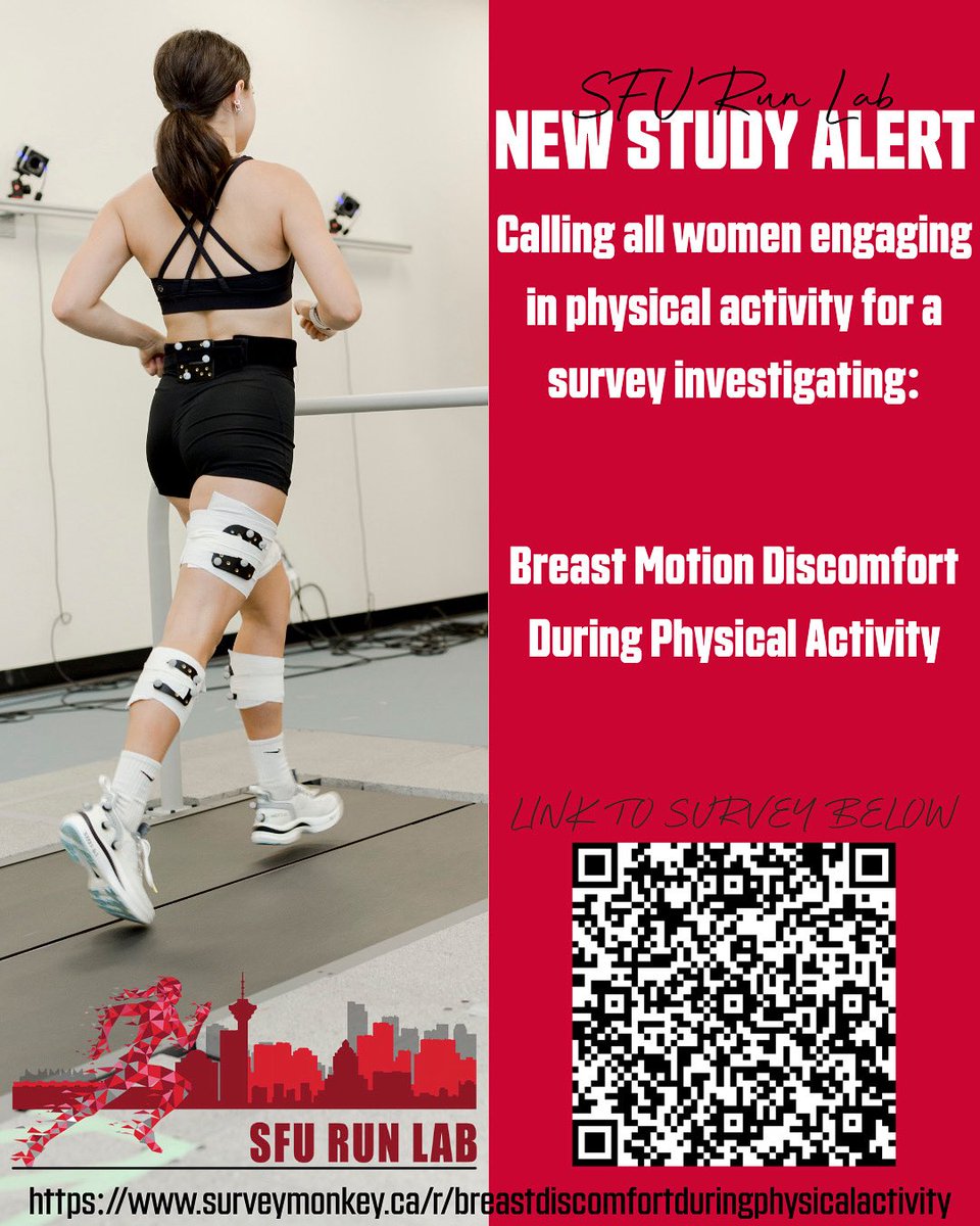 🏃🏻‍♀️🏃🏽‍♀️Are you a physically active woman aged 18–60? We want to hear from you!

Take our short survey on breast discomfort during physical activity to help improve support for women in sport and exercise. 📋

Take part here 👉 surveymonkey.ca/r/breastdiscom…

#WomenInSport #Research