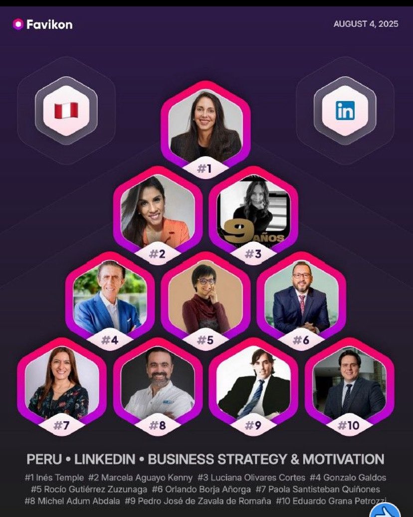 Honrado de ser el Top 4 de Business Strategy &amp; Motivation en LinkedIn – Perú (Favikon).
Gracias por considerarme y felicitaciones a todas las personas del ranking Top Ten. Sigamos inspirando, aprendiendo y aportando. 💪🇵🇪
#Liderazgo #BusinessStrategy #Motivation #Perú #LinkedIn