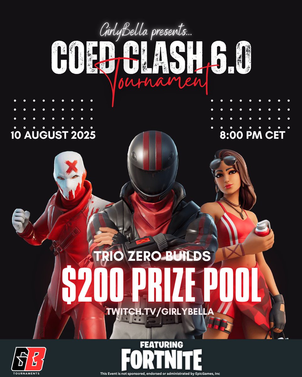 No Zero Build Cups? I got you!🥳

🏆 $200+ Prize Pool
📅 Aug 10th
🎮 Zero Builds
⏰ 8:00 CET PM

♻️Like , Retweet &amp; Tag your duo.
💬Most Liked replies will guarantee some spots.