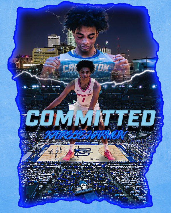 BANG! Creighton LANDS TOP 60 4⭐️ Katrelle Harmon.

He is the 3rd highest ranked recruit in Creighton history. He chose the Jays over Alabama, Oregon, Auburn, Illinois, and others. 

McDermott, Huss, Zeigler, and staff are clicking on ALL CYLINDERS🔵⚪️