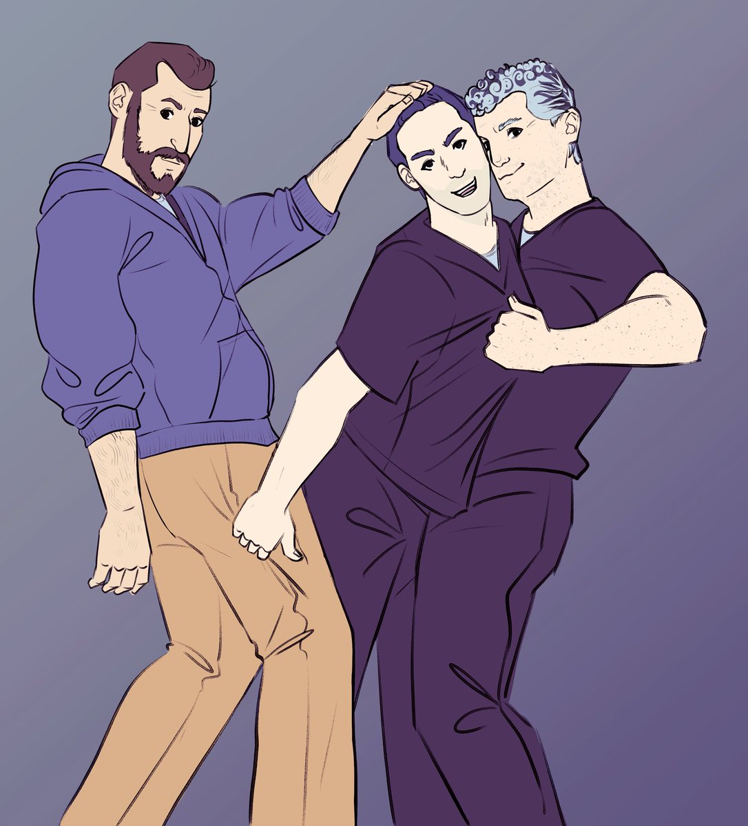 saw the dumbest "draw your characters in this pose" prompt on tumblr and couldn't resist 😭 anyway, petitioning to call the shen x abbot x robby ship shabbot shalom 🙏 #thepitt