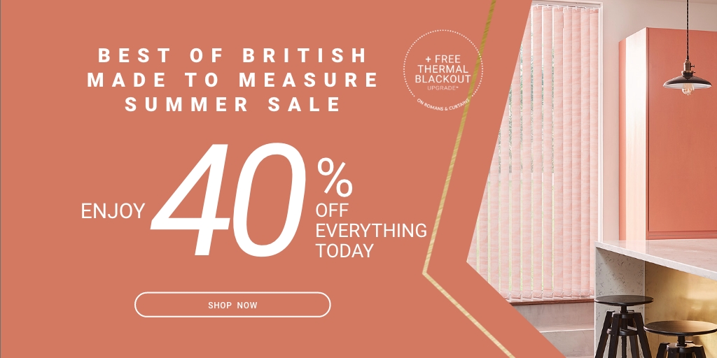 Best of British, Made to Measure
Enjoy 40% OFF everything in our Summer Sale—limited time only!

Upgrade your windows with blinds &amp; curtains today ☀️🪟

🛒 Shop now: bit.ly/44QHWA7

#WilsonsBlinds #SummerSale #MadeToMeasure #CurtainsAndBlinds