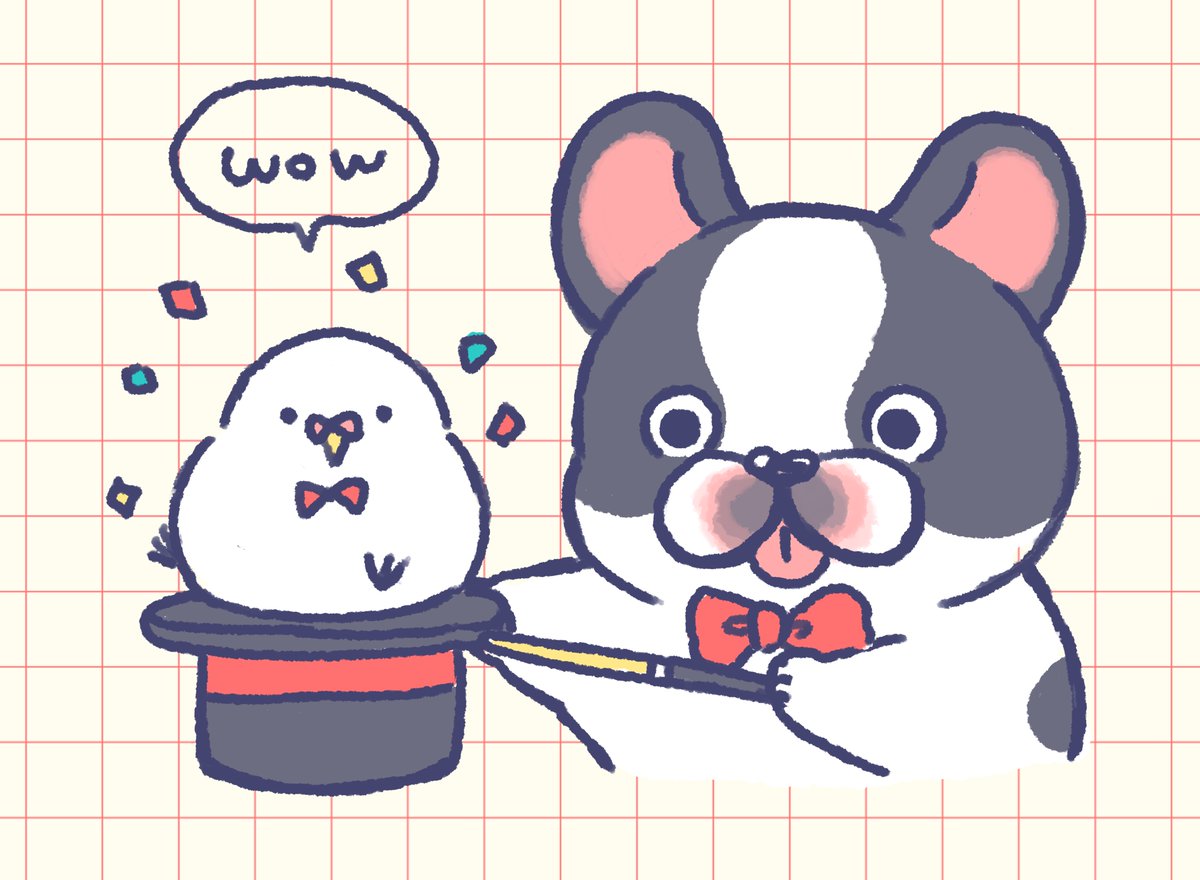今日は鳩の日とハットの日〜🕊🎩one two three🪄✨️
#illustration  #イラスト  #フレンチブルドッグ #フレブル #frenchbulldog #ゆるい絵 #ゆるいイラスト #絵柄が好みって人にフォローされたい #鳩の日 #ハトの日 #ハットの日 #帽子の日 #今日は何の日