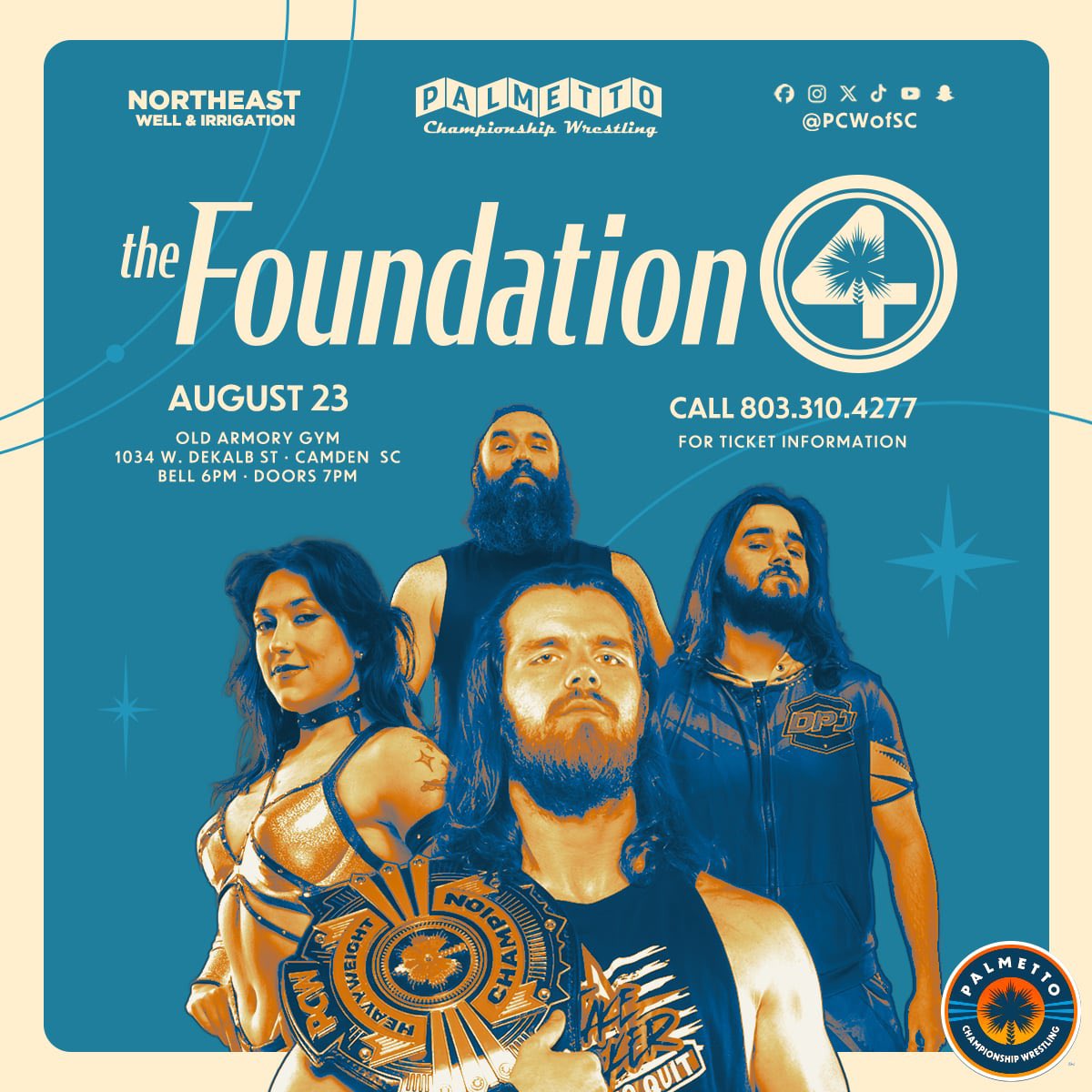 PCWofSC's tweet image. #PCW, the number one #pro #wrestling company in #SouthCarolina, returns to #Camden on #August 23!

Doors Open at 6PM
Bell Time at 7PM

Get your tickets NOW at pcw.ticketspice.com/foundation

#WWE #AEW #live #entertainment #SupportLocal #KershawCounty #fyp #viral #event