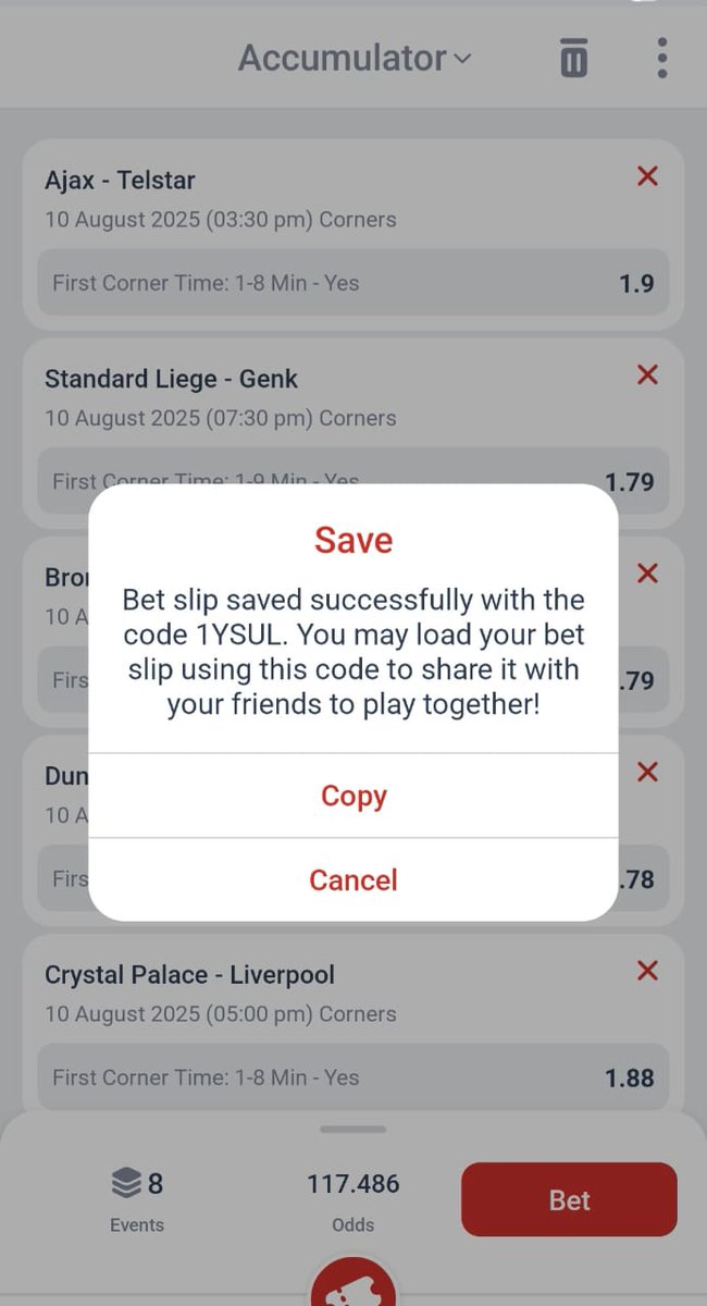 Megapari 
Sunday corner tips💰  

117 odds 👉 1YSUL
104 odds 👉 MRUUL

Reg 👉 wintweet.click/DMkvCx7G
Use Promocode: MAXON1 
App 📲: appsharing.net/5531
