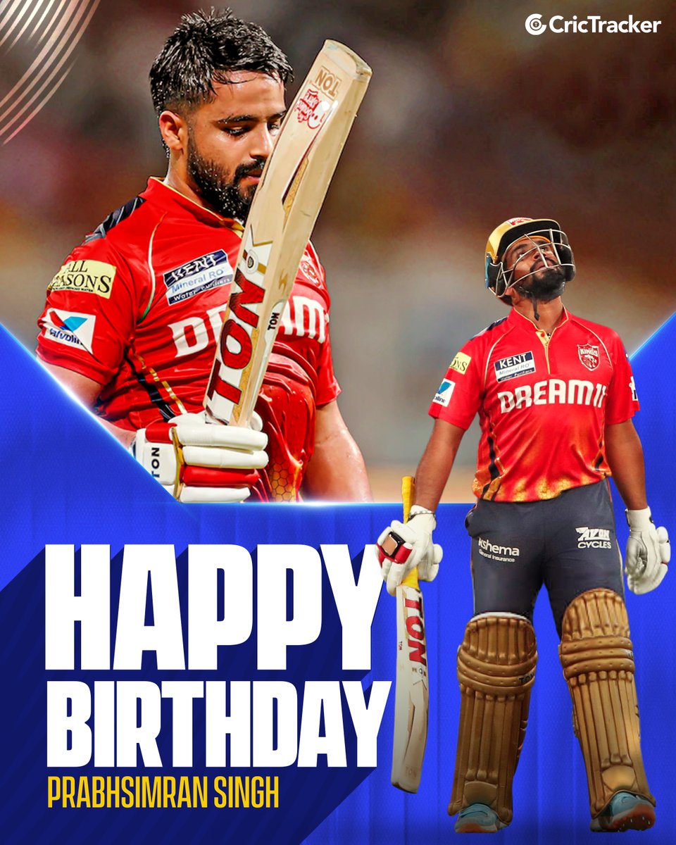 Cricketracker's tweet image. Wishing a happy birthday to the explosive opener and promising young talent, Prabhsimran Singh.

#PrabhsimranSingh #Birthday #IndianCricket #CricTracker