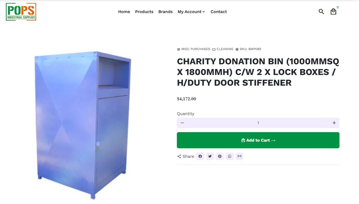 When the government commissions a machete bin that's pretty much just a charity donation bin, it costs $325,000.

When you buy one from a manufacturer, it costs $4,172 which, of course, includes the company's profit margin and GST.

This is typical of government expenditure. Why