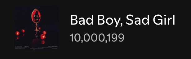 Seulgi Union (@seulgi_union) on Twitter photo SEULGI’s Bad Boy, Sad Girl has surpassed 10 million streams on Spotify 🎉🥳
🔗 open.spotify.com/track/4K08CJWZ
#BadBoySadGirl #SEULGI #슬기 #28Reasons <a href="/RVsmtown/">Red Velvet</a> SEULGI’s Bad Boy, Sad Girl has surpassed 10 million streams on Spotify 🎉🥳
🔗 open.spotify.com/track/4K08CJWZ
#BadBoySadGirl #SEULGI #슬기 #28Reasons <a href="/RVsmtown/">Red Velvet</a>