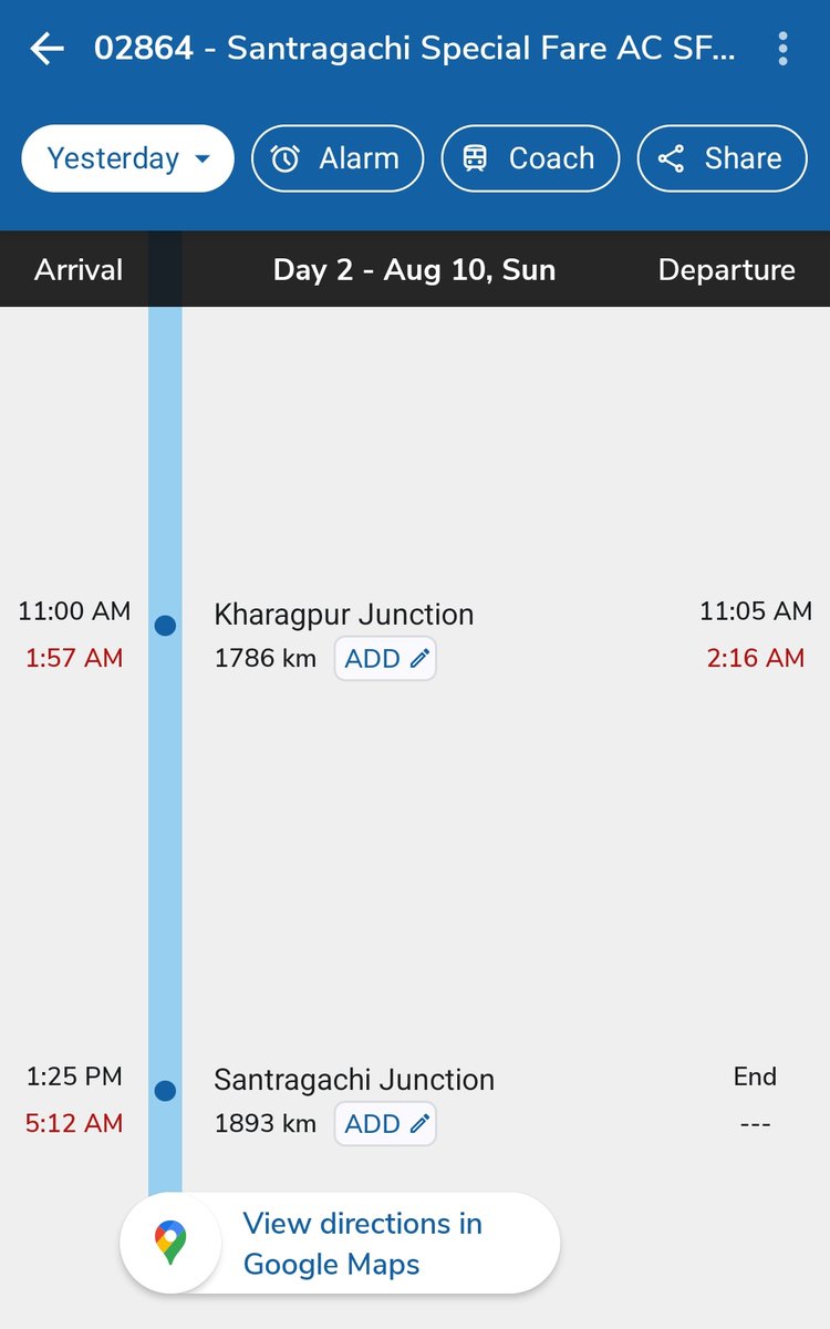 SaivenkatD's tweet photo. @RailwaySeva @RailMinIndia @PMOIndia 
ETA to reach the destination is 5:12 AM. I am very eager to check if the promise made by largest railway networks in the world is reliable or not. https://t.co/EMXnUwkwmm