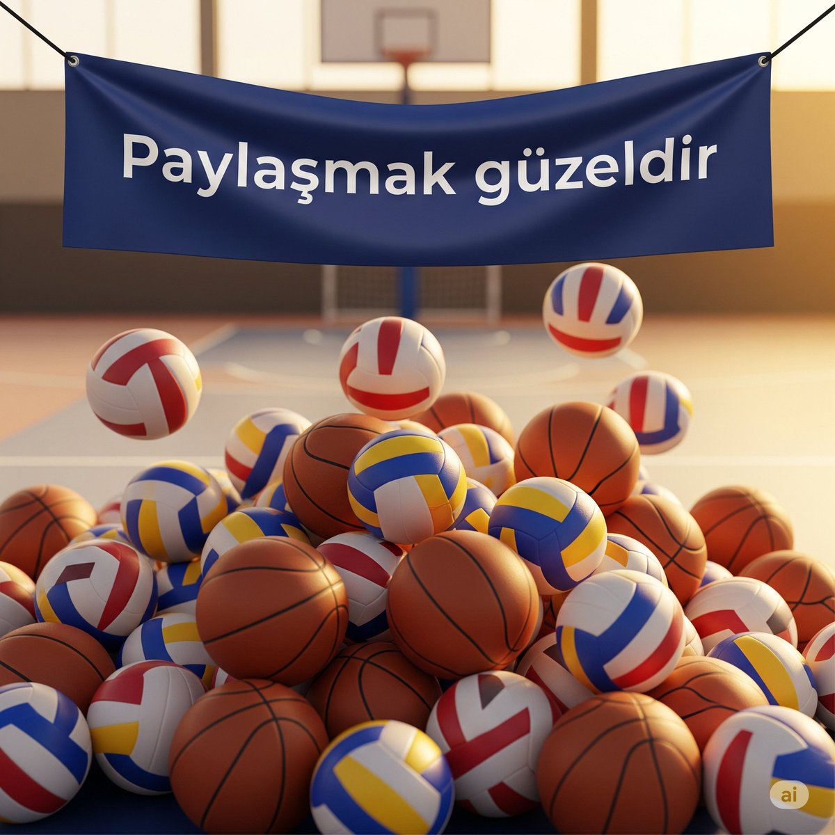 Çocuk Esirgeme Kurumunda kalan kardeşimizin spor etkinliklerinde ortak kullanım amacıyla.
Futbol 
Voleybol 
Basketbol 
Topları hediye etmek istiyoruz.
Hedef toplam 100 top.
Paylaşmak güzeldir.
Birlikte mutluluk olalım.
#Sesimiduyanvar 
1 top hediyen olsun.
Hedef: 100
Kalan: 99