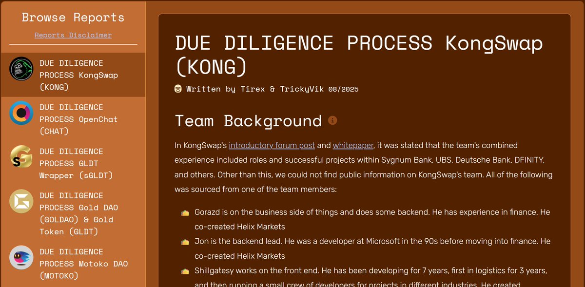 Due diligence report for <a href="/KongSwapX/">KongSwap 🦍</a> is up. A DEX aiming to max out ICP’s Chain Fusion. 🔗 ♾

The HQ is actively discussing + Bountied forum discussion just went live on tacodao.com/chat/forum/88 - 1500 $TACO split across 5 winners. Jump in.
