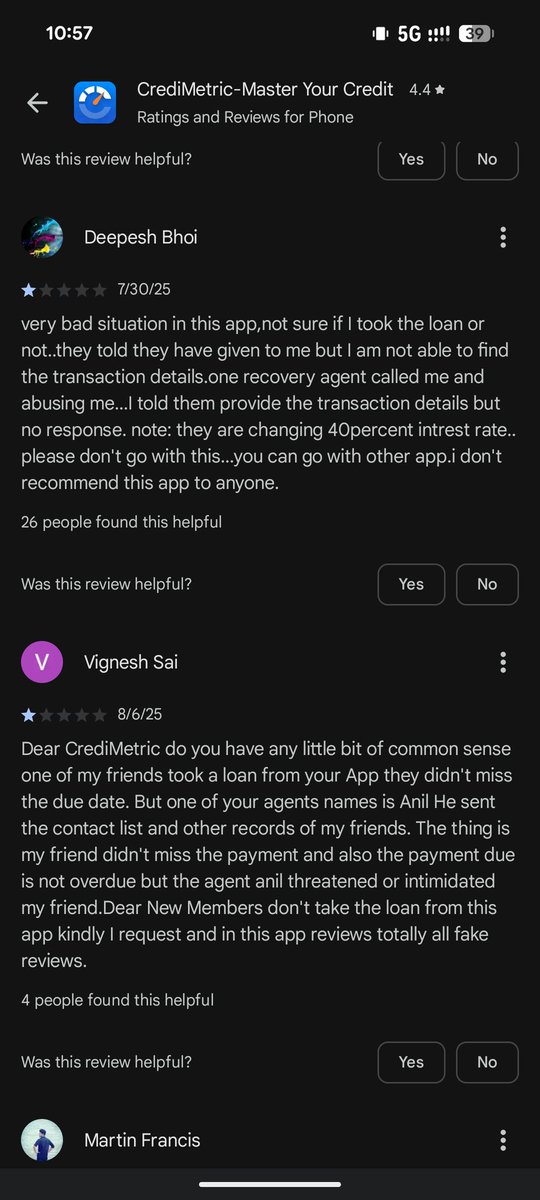 zee_beee_'s tweet photo. @GooglePlay should take immediate action to one of the applications (Credit metric) on their platform, they are running a scam through Play, 

PEOPLE ARE GETTING BLACKMAILED and harassed, @google not only should delete this app but also take strong actions. https://t.co/9Z5l3SJxhu