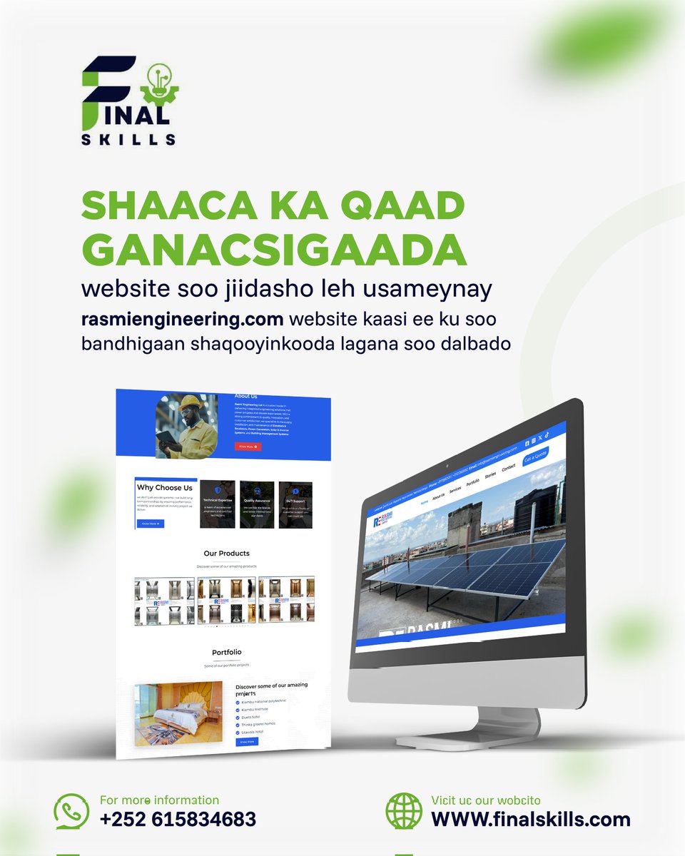 abbas_walaal's tweet image. Macmiil adiga xitaa waa kuu samee karnaa website professiinal ah. Kala xariir WhatsApp: wa.me/252625834683
#finalskills #webdesign #elearningplatform #Mogadishu #mogadishu_somalia #Somalia