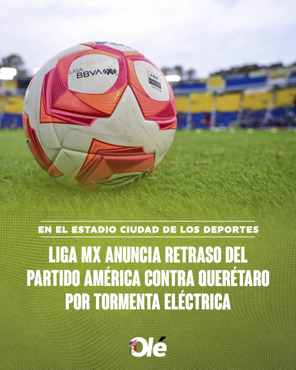 DiarioOleUSA's tweet photo. ⚡️🛑 AMÉRICA CONTRA QUERÉTARO ES POSPUESTO DEBIDO A TORMENTA ELÉCTRICA 😱⚽️

El partido que estaba previsto para arrancar a las 19:00 hrs CDMX está a la espera de que autoridades de Protección Civil den el visto bueno para el arranque del juego debido a la tormenta eléctrica que se presenta en las inmediaciones del Estadio Ciudad de los Deportes.