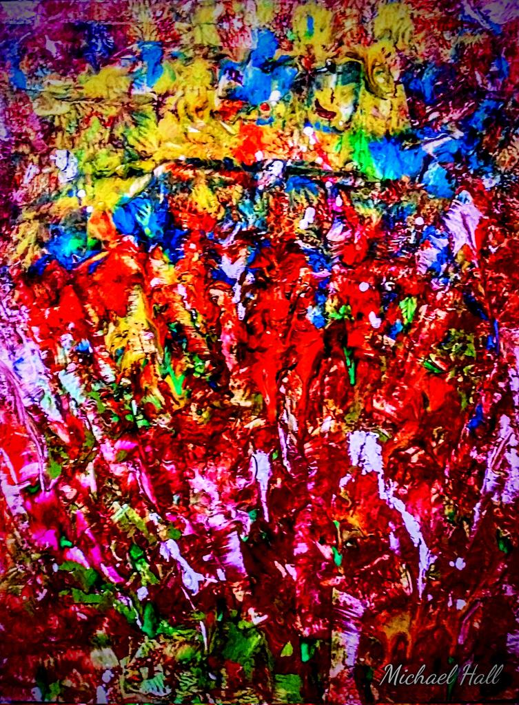 "Everybody is laughing at a red owl wearing a hat!" #abstractpainting #ArtistOnTwitter #ItsWhatISee 😅