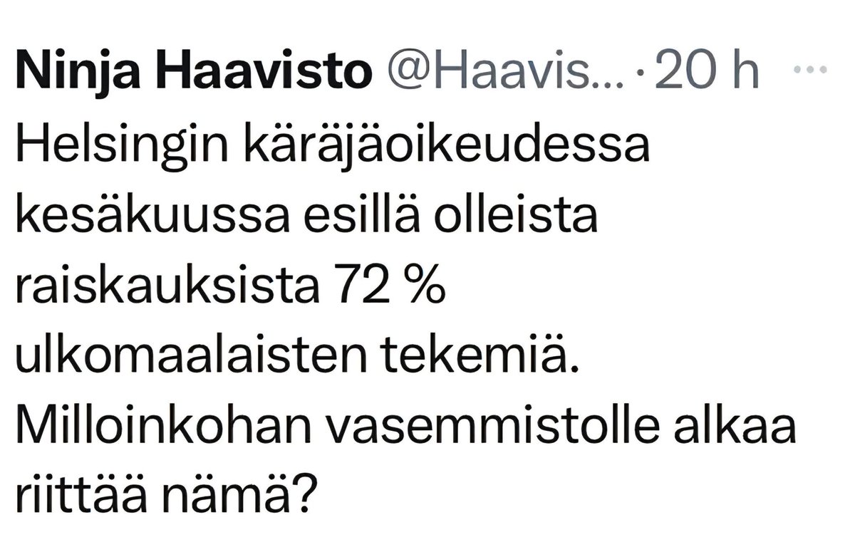 Kuka se sanoi, että ulkomaalaiset eivät raiskaa sen enempää kuin suomalaiset? 🤔

Kyllä nyt näyttää ihan päinvastaiselta.